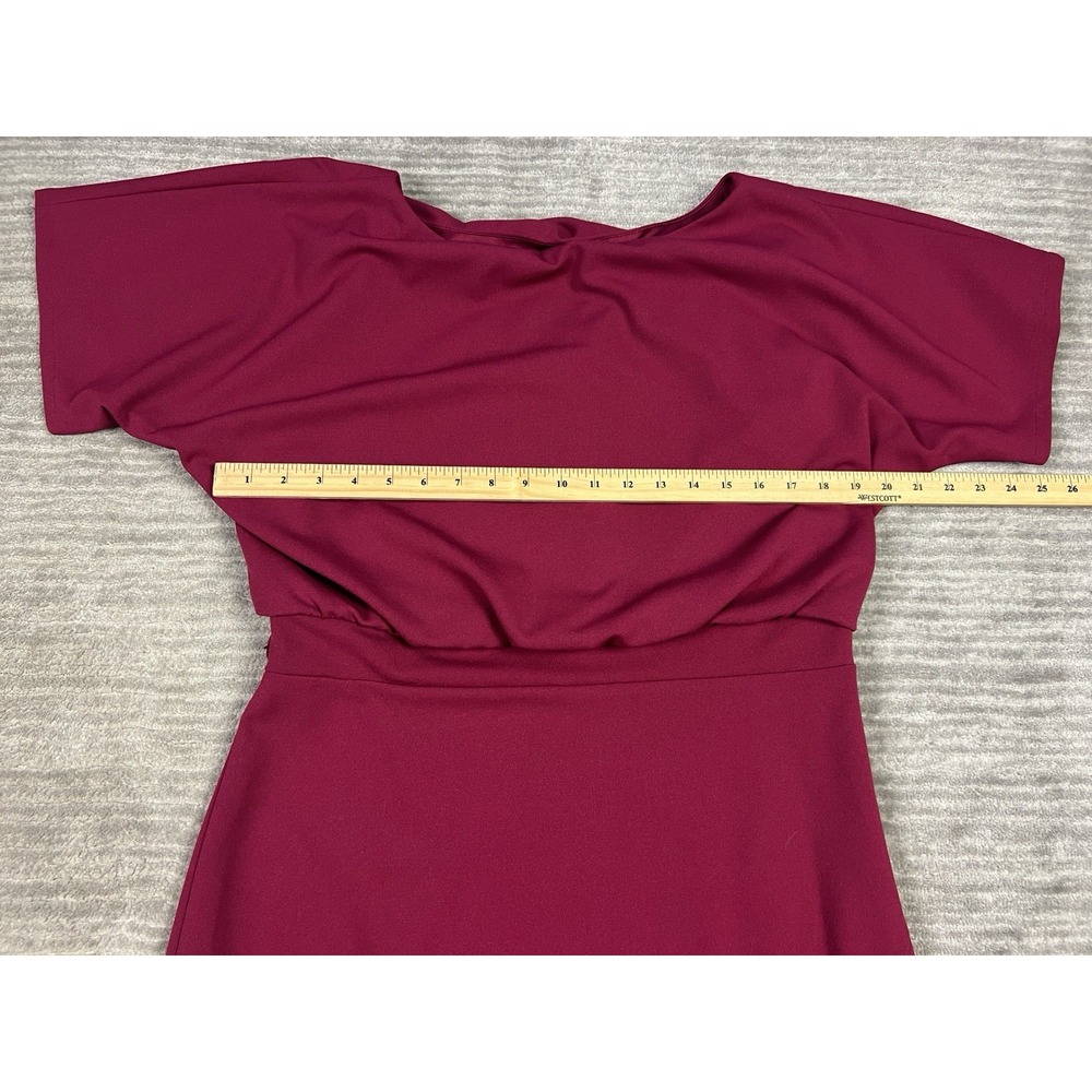 Kensie Dress Womens 14 Red Short Sleeve Midi Polyester Blend Casual Tie - Picture 5 of 13